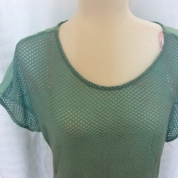 Pleione Perforated Metallic Seafoam Green Tunic - Picture 2 of 7